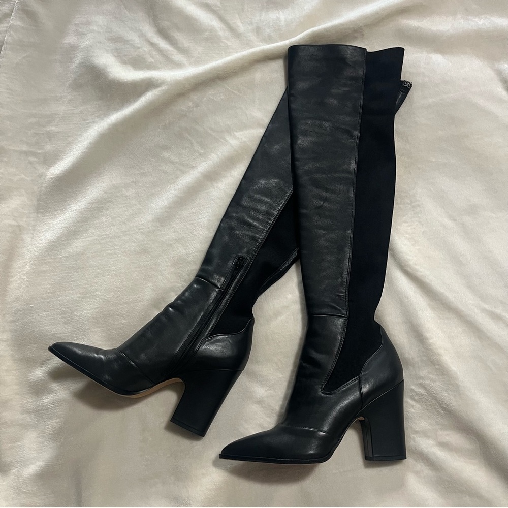 Sam Edelman Black Leather Over the Knee Boots